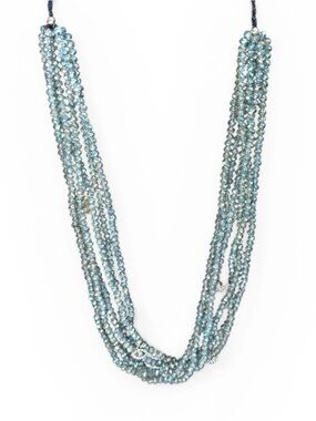 Marlyn Schiff Multi-Strand Blue Green Crystal Beaded Necklace Layered Boho Chic